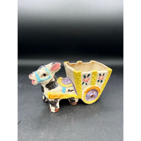 Rare ITALY Majolica Donkey Figurines Pulling Cart - Picture 9 of 9